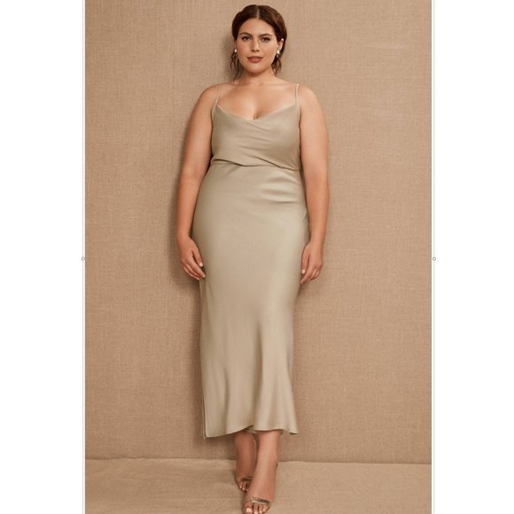 BHLDN Cali Satin Cowl-Neck Midi Slip Dress - Picture 4 of 5